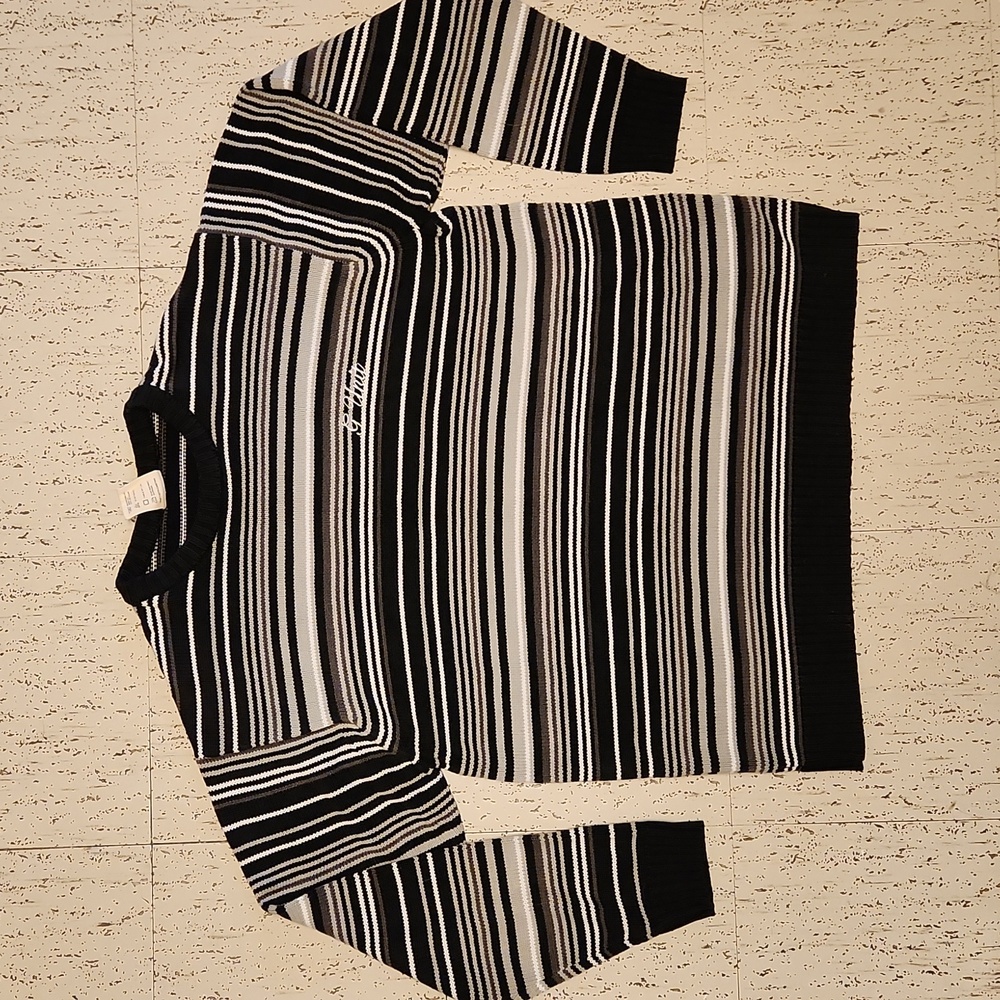 G Unit Striped Heavyweight Embroidered Knit Crewneck Sweater Vintage Y2K